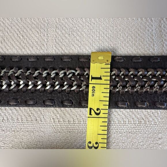 Michael Kors Braided Leather Chain Statement Belt Brown BOHO Size M - Picture 9 of 11